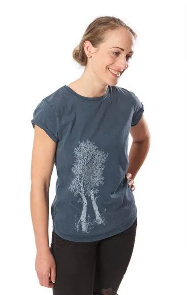 Life-Tree Life-Tree Shirt aus Biobaumwolle Fairwear für Damen Birke in Washed Blue/Washed Red/Washed Green