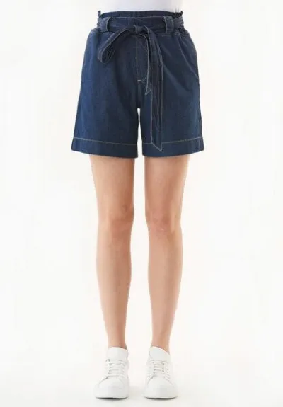 ORGANICATION ORGANICATION Paperbag-Shorts aus Bio-Baumwolle in Denim-Optik