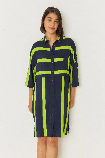 SKFK SKFK Damen vegan Hemdkleid Lisabe Marineblau