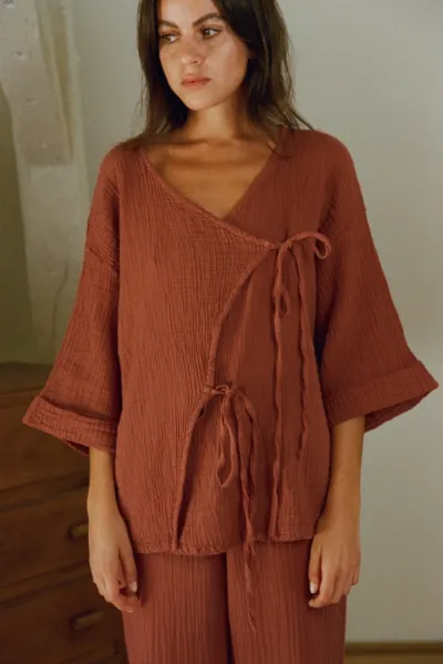 Nénés Nénés Damen vegan Bluse Haydée Terracotta