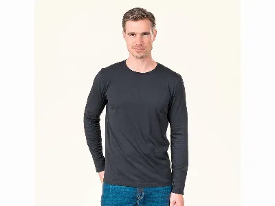 Living Crafts Living Crafts Bio-Herren-Langarmshirt TERIK mit Rundhalsausschnitt, black,