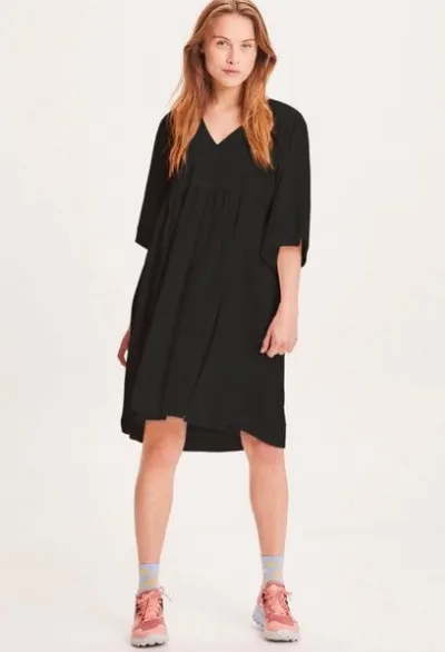 KnowledgeCotton Apparel KnowledgeCotton Apparel Midi Kleid - HEATHER cotton crepe A-shape dress - aus Bio-Baumwolle