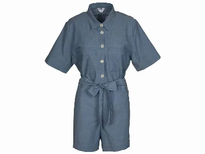 MELA MELA Bio-Damen-Jumpsuit kurz SANELA blau chambray,