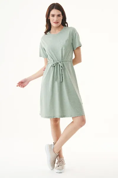 ORGANICATION ORGANICATION Damen vegan Kleid Slub Jersey Water Green