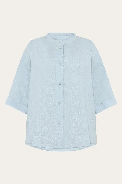 KnowledgeCotton Apparel KnowledgeCotton Apparel Damen vegan Hemd Leinen Skyway Blau