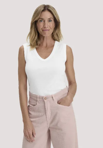 hessnatur hessnatur Damen Softrib Top Fitted aus Bio-Baumwolle und TENCEL™ Modal - weiß