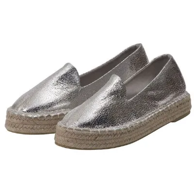 Japanwelt Espadrilles Japanwelt Espadrilles Damen Espadrilles Plateau Metallic Glitzer Sommerlatschen Plateausohle