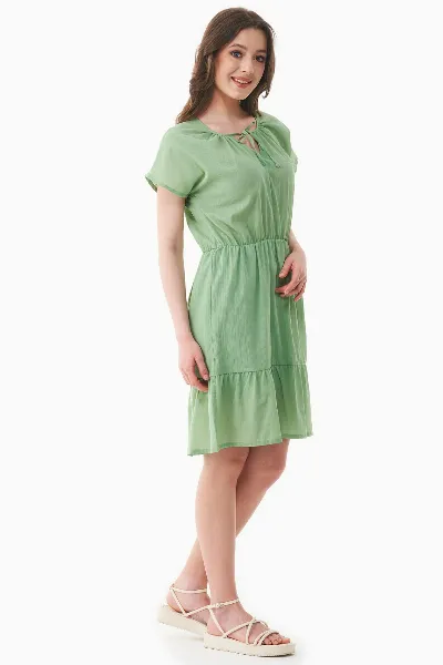 ORGANICATION ORGANICATION Damen vegan Voile Kleid Matcha Grün