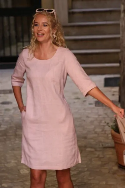 Amber Linen Amber Linen Damen vegan Kleid Brittany Dusty Pink