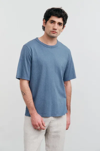 Rotholz Rotholz Herren vegan T-Shirt Textured Stone Blue