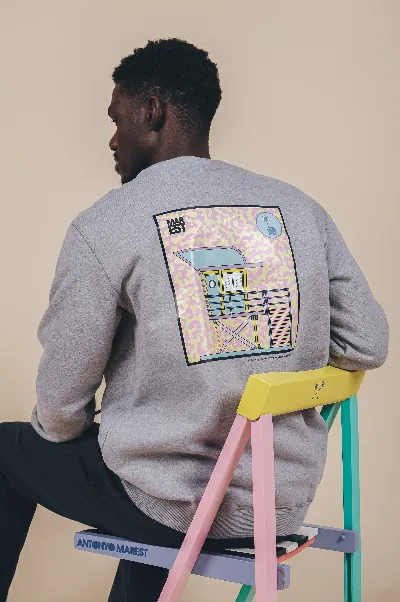 Trendsplant Trendsplant Herren vegan Pullover Art Hut Antonyo Marest X Trendsplant Sport Grau