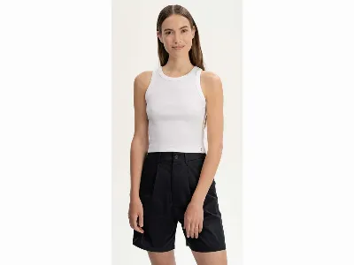 MELA MELA Bio-Damen-Cropped-Rippstrick-Tanktop PRISHA mit Rundhalsausschnitt, weiß,