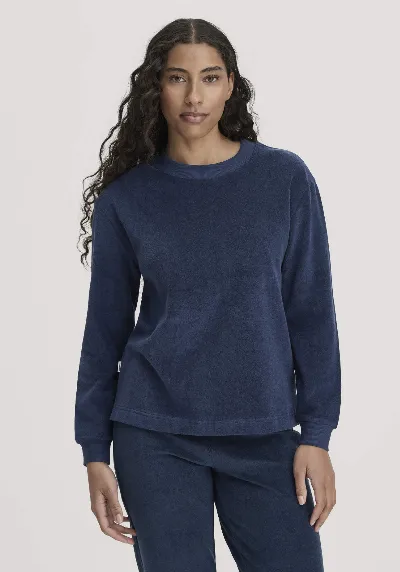hessnatur hessnatur Damen Frottee Loungeshirt Oversize PURE COTTON aus Bio-Baumwolle - blau