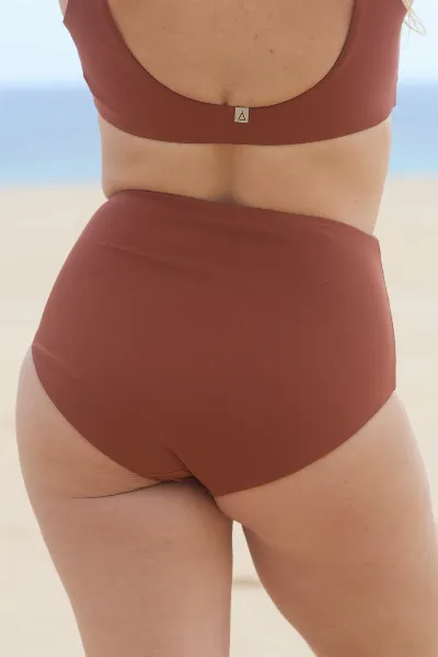 Inaska Inaska Damen vegan Bikinihose Reversible Hohe Taille Reines Ocker/ Rost