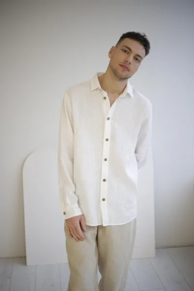Amber Linen Amber Linen Herren vegan Hemd Havanna