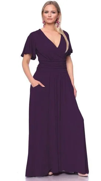 Ingoria Ingoria PANDORA Maxikleid mit Schmetterlingsärmel (Uni)