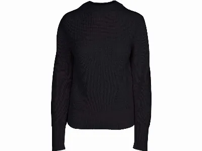 MELA MELA Bio-Damen-Strickpullover RIYA mit kurzem Stehkragen, black,