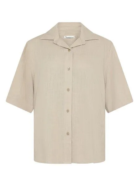 KnowledgeCotton Apparel KnowledgeCotton Apparel Lockere Kurzarmbluse aus Ecovero und Bio-Leinen
