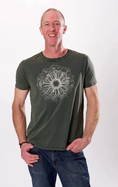 Life-Tree Life-Tree Shirt aus Biobaumwolle Fairwear für Herren WoodenIris in Washed Red/Green