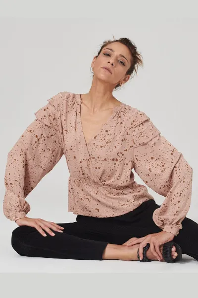Lovjoi Lovjoi Damen vegan Bluse Marilin Rosewood Spots