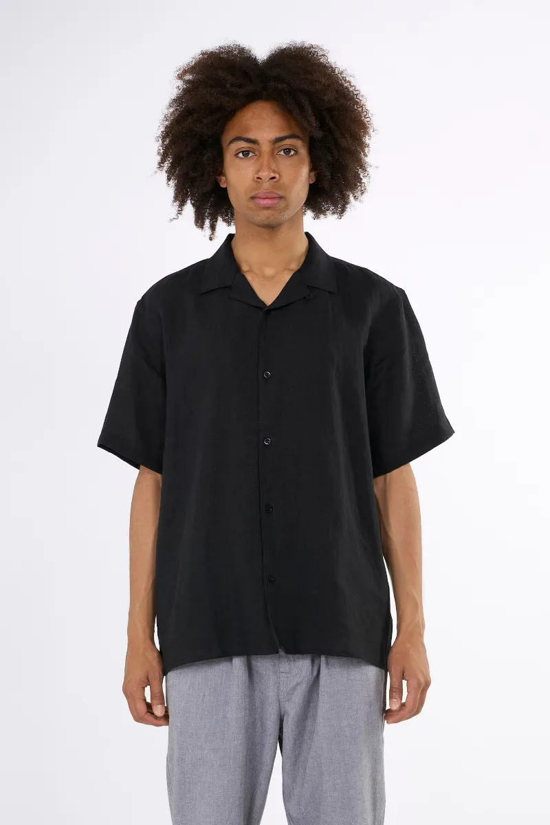 KnowledgeCotton Apparel KnowledgeCotton Apparel Herren vegan Hemd Mit Kurzen Ã„rmeln Box Fit Black Jet