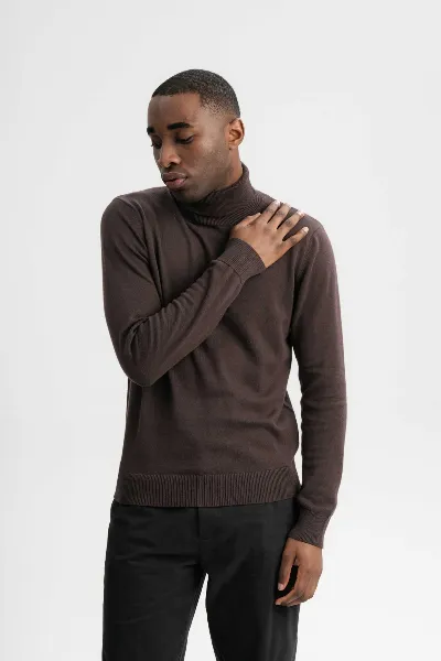 MELA MELA Herren vegan Pullover Rollkragenpullover Feinstrick Kanja