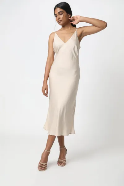 Neu Nomads Neu Nomads Damen vegan Kleid Bias Slip Champagner