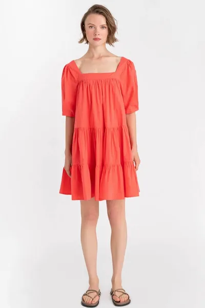 Neu Nomads Neu Nomads Damen vegan Kleid Mini Quadratischer Ausschnitt Koralle