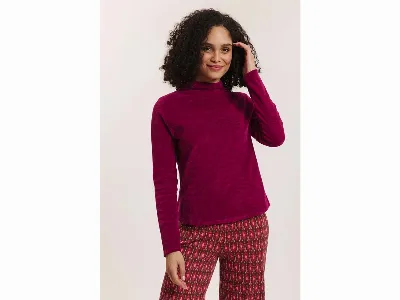 tranquillo tranquillo Bio-Damen-Sweatshirt 'Selinaa' aus Nicky Velours, raspberry,