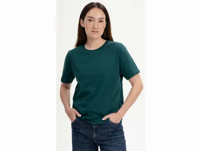 MELA MELA Bio-Damen-T-Shirt TANIKA mit geripptem Rundhalsausschnitt, tiefsee,