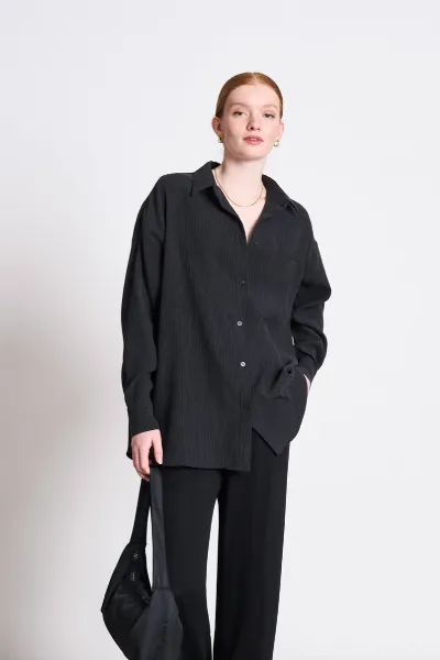 JAN N JUNE JAN 'N JUNE Damen vegan Hemd Crinkle Skur