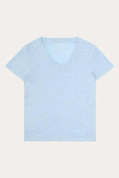 KnowledgeCotton Apparel KnowledgeCotton Apparel Damen vegan T-Shirt Leinen V-Ausschnitt Skyway