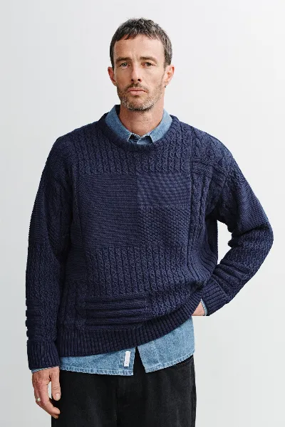 Rotholz Rotholz Herren vegan Sweatshirt Aus Patchwork-Strick Dunkel