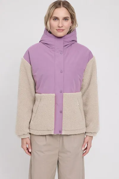 Mazine Mazine Damen vegan Jacke Blocking In Traubenrot/Natur