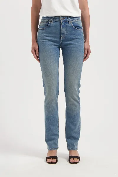 MUD Jeans MUD Jeans Damen vegan Jeans Logan High Slim Earth Faded Blue
