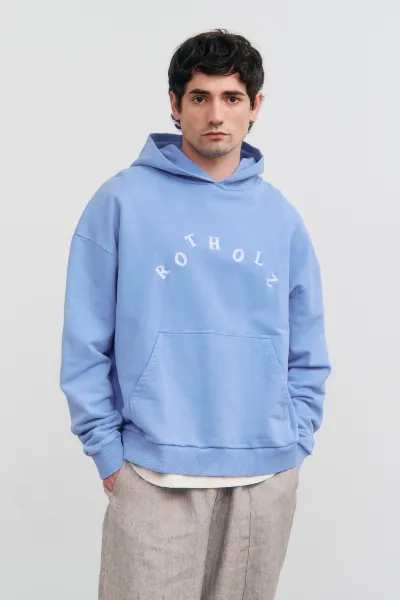 Rotholz Rotholz Herren vegan Hoodie Logo Faded Blau