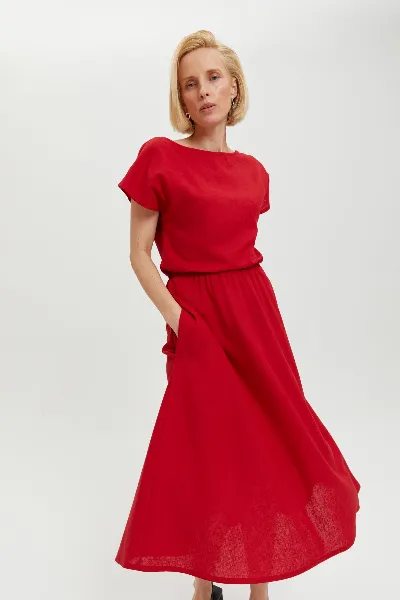AYANI AYANI Damen vegan Kleid Nane Kurzärmelig Scharlach