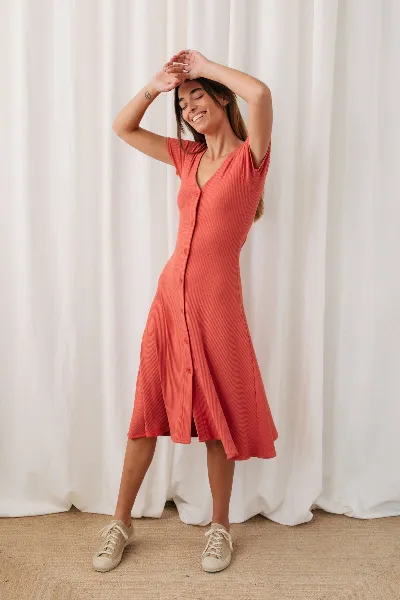 TWOTHIRDS TWOTHIRDS Damen vegan Kleid Varpasalo Apfel