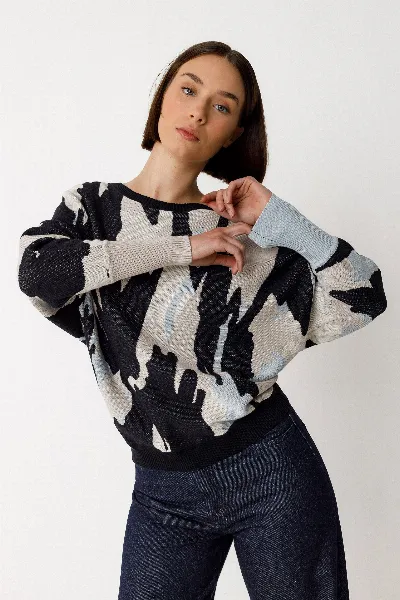 SKFK SKFK Damen vegan Pullover Dare Multicolored Schwarz/