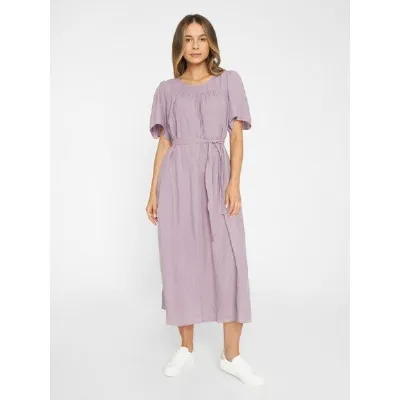 KnowledgeCotton Apparel KnowledgeCotton Apparel Kleid mit Bindegurt aus Bio-Leinen