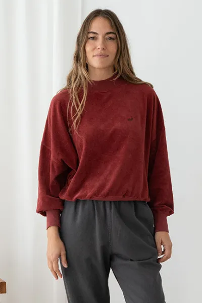 TWOTHIRDS TWOTHIRDS Damen vegan Pullover Binz Veganer Samt Weinrot