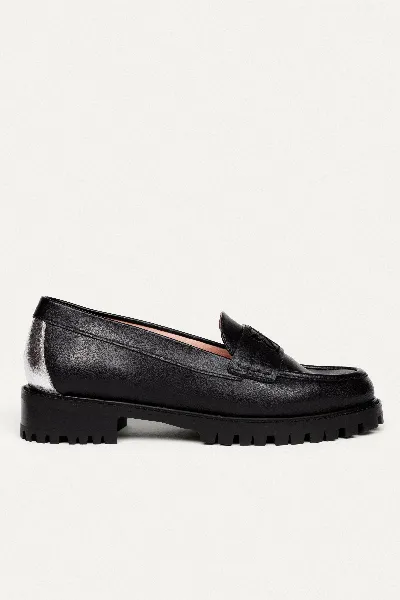 BIKKOU BIKKOU Damen vegan Loafers Conf Call Schwarz Silber