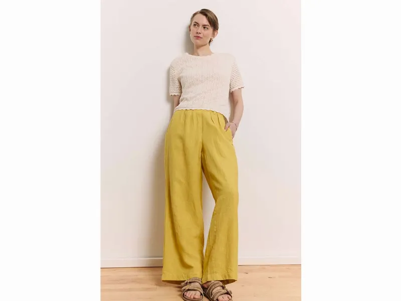 tranquillo tranquillo Damen-Hose 'Rooxy' aus Leinen mit Seitentaschen, mango mint,