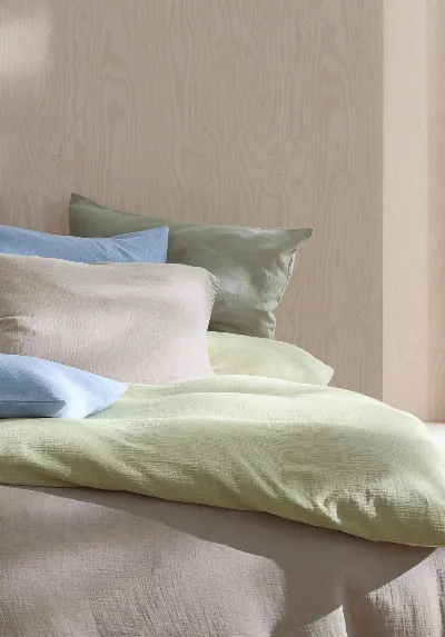 hessnatur hessnatur Musselin Bettwäsche-Set aus Bio-Baumwolle - beige - Größe 240x220 / 2x40x80 cm