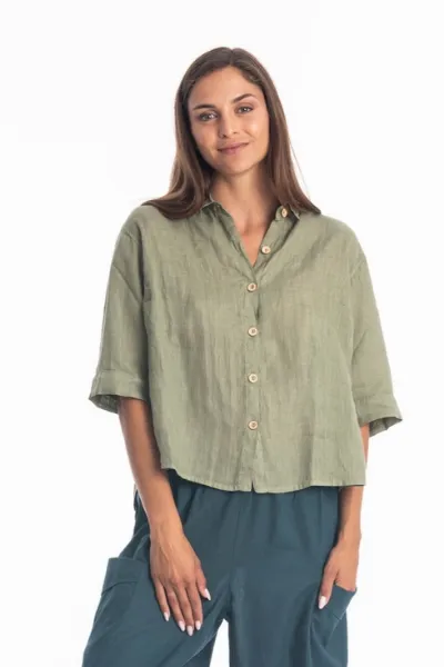 RAVENS VIEW IBIZA RAVENS VIEW IBIZA Damen vegan Bluse Sommer Khaki