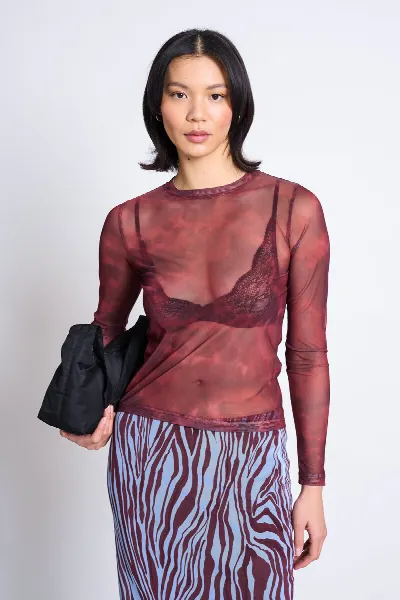 JAN N JUNE JAN N JUNE Damen vegan Longsleeve Mesh Dora Carmine Curl