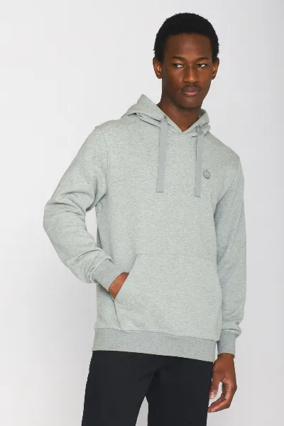 KnowledgeCotton Apparel KnowledgeCotton Apparel Herren vegan Hoodie Basic Badge Grau Melange