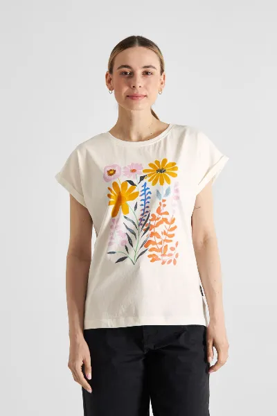 dedicated T-Shirt Visby Summer Flowers Off-White