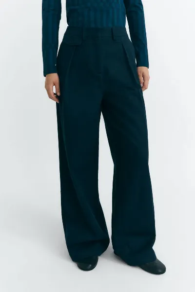 thinking mu Thinking MU Damen vegan Hose Pat Weites Bein Navy