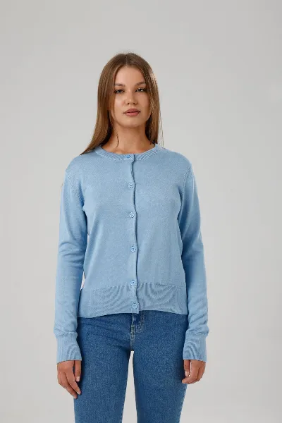 GORG GORG Damen vegan Strickjacke Mit Rundhalsausschnitt Hell